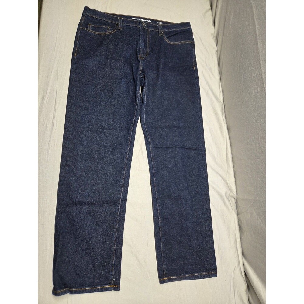 Amazon Essentials Men's Straight Fit Jeans Dark Wash Denim Size 36X33